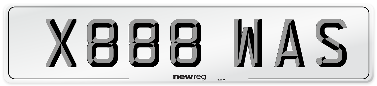 X888 WAS Number Plate from New Reg